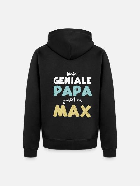 Dieser Geniale Papa Gehört Zu Max - Unisex Premium Bio Zip Hoodie - Schwarz