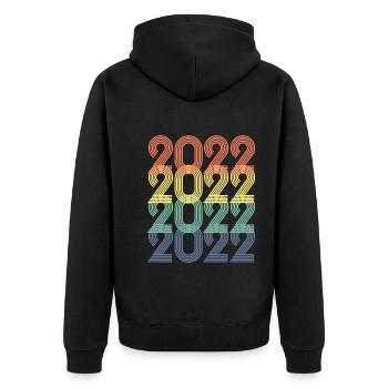Cool Retro 2022, 1 Jahr, Kinder zum 1. Geburtstag - Unisex Premium Bio Zip Hoodie - Schwarz - Hinten - Nico (187cm)