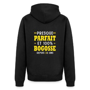 30 ans Parfait bogosse 30 ans anniversaire - Veste à capuche bio Premium Unisexe - noir - Dos - Nico (187cm)