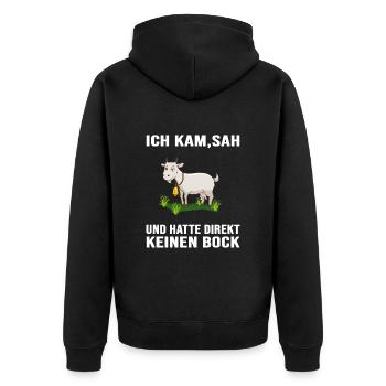 Ziegenbock Ziege -lustige Ziege meme "kein Bock" - Unisex Premium Bio Zip Hoodie - Schwarz - Hinten - Nico (187cm)