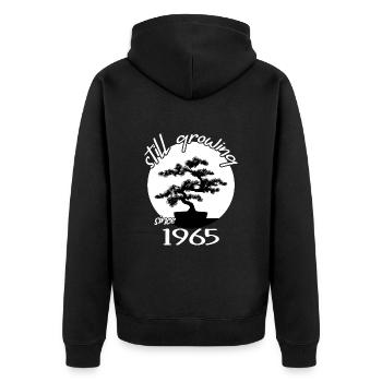 1965 geburtstag bonsai-baum "still growing"nebari - Unisex Premium Bio Zip Hoodie - Schwarz - Hinten - Nico (187cm)