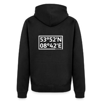 Coordonnées de Cuxhaven - Veste à capuche bio Premium Unisexe - noir - Dos - Nico (187cm)