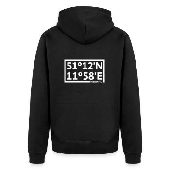 Weißenfels coordinates - Unisex Premium Organic Zip Hoodie - black - Back - Nico (187cm)