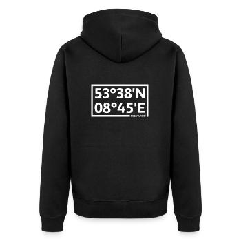 Geestland coordinates - Unisex Premium Organic Zip Hoodie - black - Back - Nico (187cm)