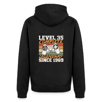 35th Birthday Level 35 Complete Vintage 1989 - Unisex Premium Organic Zip Hoodie - black - Back - Nico (187cm)