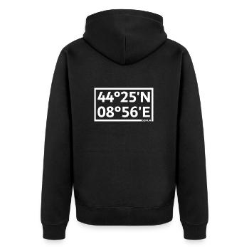 Coordonnées de Gênes - Veste à capuche bio Premium Unisexe - noir - Dos - Nico (187cm)