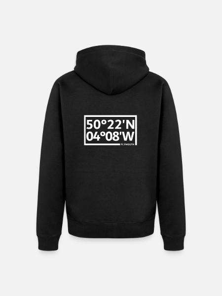 Plymouth Coordinates - Unisex Premium Organic Zip Hoodie - black