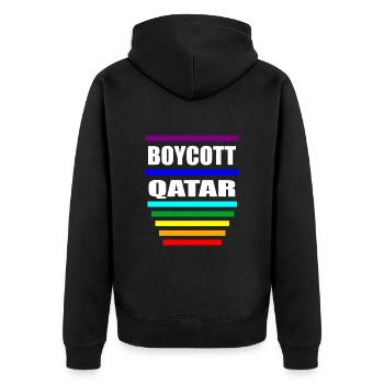 Boycottez les dictons du Qatar - Veste à capuche bio Premium Unisexe - noir - Dos - Nico (187cm)