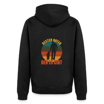 Bester Vater den es gibt - Unisex Premium Bio Zip Hoodie - Schwarz - Hinten - Nico (187cm)