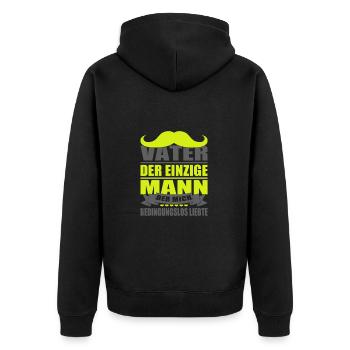 Vater der einzige Mann der mich bedingungslos - Unisex Premium Bio Zip Hoodie - Schwarz - Hinten - Nico (187cm)