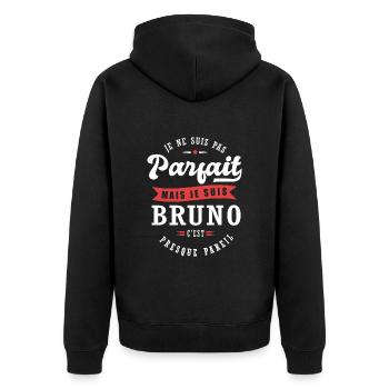 Bruno Parfait Cadeau prenom bruno - Veste à capuche bio Premium Unisexe - noir - Dos - Nico (187cm)