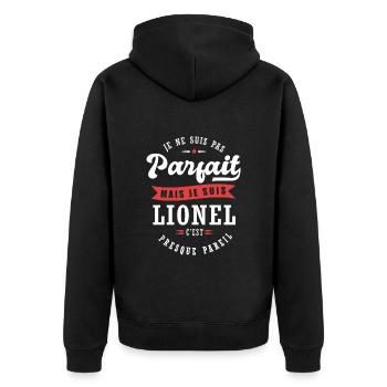 Lionel Parfait Cadeau prenom lionel - Veste à capuche bio Premium Unisexe - noir - Dos - Nico (187cm)