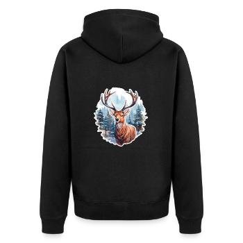 Winter landscape with deer - Unisex Premium Organic Zip Hoodie - black - Back - Nico (187cm)