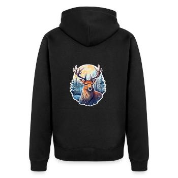 Deer in winter landscape - Unisex Premium Organic Zip Hoodie - black - Back - Nico (187cm)