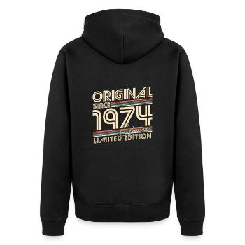 Original depuis 1974 Vintage cadeau d’anniversaire - Veste à capuche bio Premium Unisexe - noir - Dos - Nico (187cm)