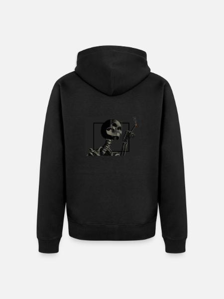 Skeleton smokes cigarettes - Unisex Premium Organic Zip Hoodie - black