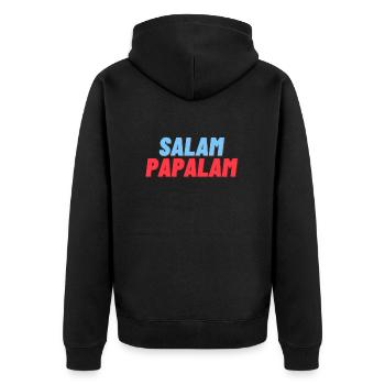 SALAM PAPALAM - Unisex Premium Bio Zip Hoodie - Schwarz - Hinten - Nico (187cm)