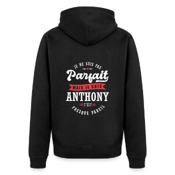 Anthony Parfait Cadeau prenom anthony - Veste à capuche bio Premium Unisexe - noir - Dos - Nico (187cm)