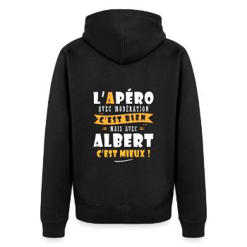 Albert Cadeau Humour personnalisé cadeau albert - Veste à capuche bio Premium Unisexe - noir - Dos - Nico (187cm)