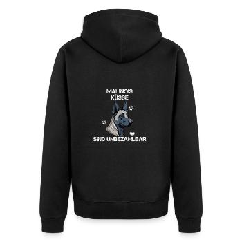 Malinois Küsse sind unbezahlbar belgian shepard - Unisex Premium Bio Zip Hoodie - Schwarz - Hinten - Nico (187cm)