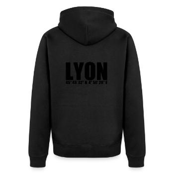 Coordonnées de Lyon - Veste à capuche bio Premium Unisexe - noir - Dos - Nico (187cm)