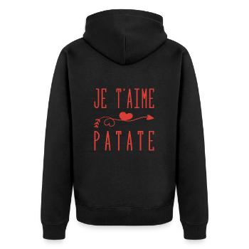 Je T aime Patate Bisous - Veste à capuche bio Premium Unisexe - noir - Dos - Nico (187cm)