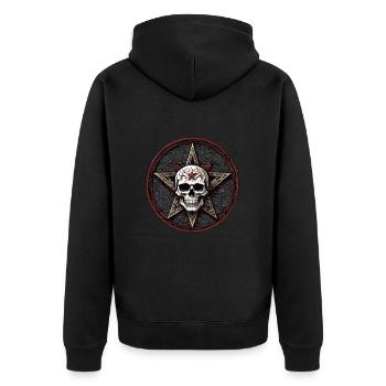 Skull with pentagram in gothic style - Unisex Premium Organic Zip Hoodie - black - Back - Nico (187cm)