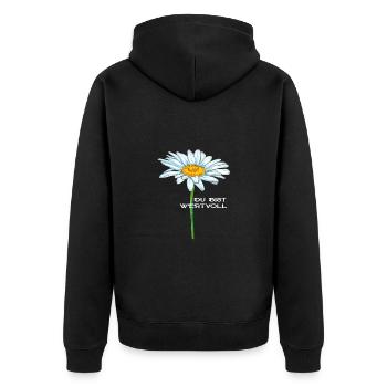 Du Bist Wertvoll Blume Frühling Motivation - Unisex Premium Bio Zip Hoodie - Schwarz - Hinten - Nico (187cm)
