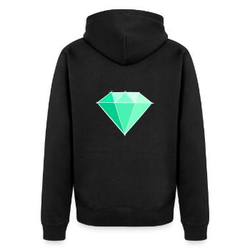 Edelsteine: Smaragt Zeichnung / Symbol. Juwel. - Unisex Premium Bio Zip Hoodie - Schwarz - Hinten - Nico (187cm)