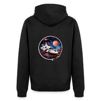 Vaisseau spatial croiseur spatial sur des planètes extraterrestres - Veste à capuche bio Premium Unisexe - noir - Dos - Nico (187cm)