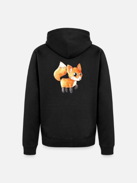 Glücklicher Comic Fuchs - Unisex Premium Bio Zip Hoodie - Schwarz