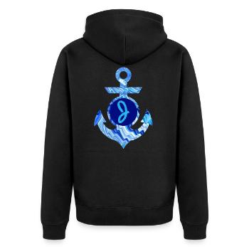 anchor e 80 j - Unisex Premium Organic Zip Hoodie - black - Back - Nico (187cm)
