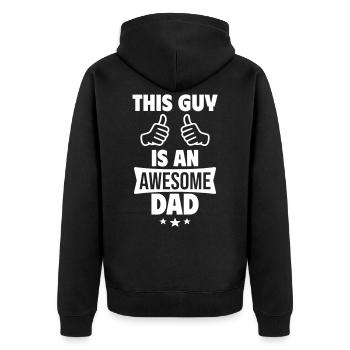 Dieser Typ ist ein cooler Papa - Unisex Premium Bio Zip Hoodie - Schwarz - Hinten - Nico (187cm)