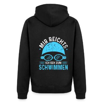 Schwimm - Unisex Premium Bio Zip Hoodie - Schwarz - Hinten - Nico (187cm)
