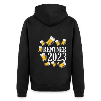 Rentner 2023 Ruhestand Bier Rente - Unisex Premium Bio Zip Hoodie - Schwarz - Hinten - Nico (187cm)