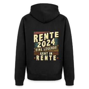 Ruhestand 2024 Vintage Legende Rente - Unisex Premium Bio Zip Hoodie - Schwarz - Hinten - Nico (187cm)
