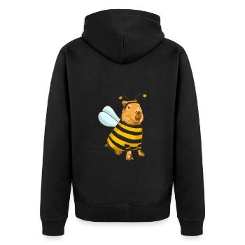 Capybara Bee Costume - Unisex Premium Organic Zip Hoodie - black - Back - Nico (187cm)