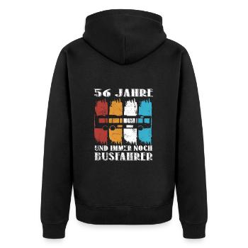 Busfahrer 56 Jahre Busfahren Beruf 56 Geburtstag - Unisex Premium Bio Zip Hoodie - Schwarz - Hinten - Nico (187cm)