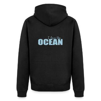 I LOVE THE OCEAN - Unisex Premium Bio Zip Hoodie - Schwarz - Hinten - Nico (187cm)