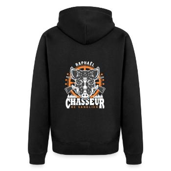 Raphaël chasseur de sanglier Humour Chasse - Veste à capuche bio Premium Unisexe - noir - Dos - Nico (187cm)