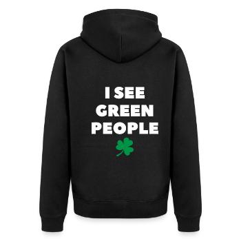 Bier Saufen Alkohol St Patricks Day Irish Geschenk - Unisex Premium Bio Zip Hoodie - Schwarz - Hinten - Nico (187cm)