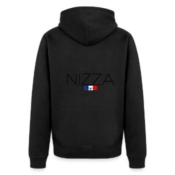 NIZZA FRANKREICH URLAUB SOMMER PARTY (b) - Unisex Premium Bio Zip Hoodie - Schwarz - Hinten - Nico (187cm)