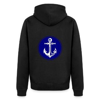 Anchor Icon - Unisex Premium Organic Zip Hoodie - black - Back - Nico (187cm)