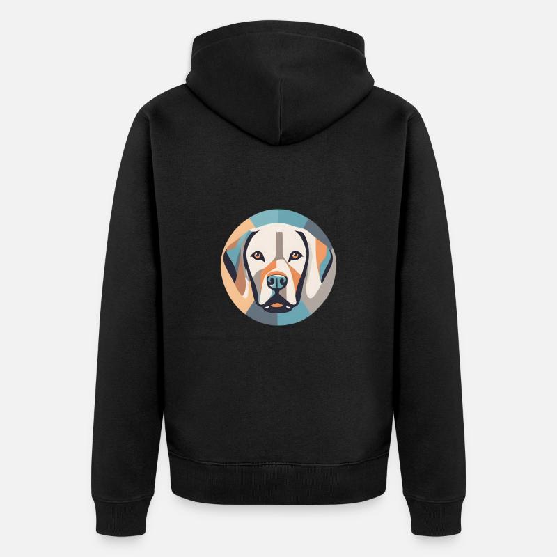 Geometrischer Labrador - Unisex Premium Bio Zip Hoodie - Schwarz