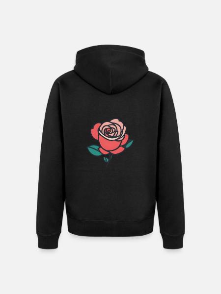 Blooming Beauty: Rose Illustration - Unisex Premium Organic Zip Hoodie - black
