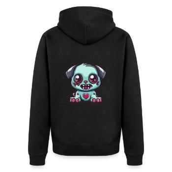 Hund Halloween Zombie Baby - Unisex Premium Bio Zip Hoodie - Schwarz - Hinten - Nico (187cm)