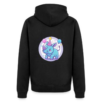 Nashorn Geburtstag Baby - Unisex Premium Bio Zip Hoodie - Schwarz - Hinten - Nico (187cm)