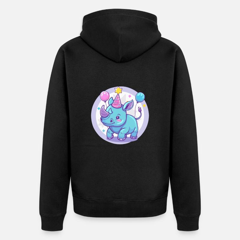 Rhinocéros Anniversaire Bébé - Veste à capuche bio Premium Unisexe - noir