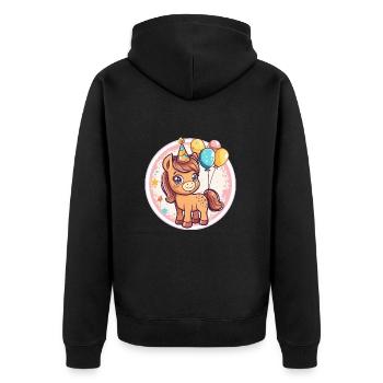 Pferd Geburtstag Baby - Unisex Premium Bio Zip Hoodie - Schwarz - Hinten - Nico (187cm)
