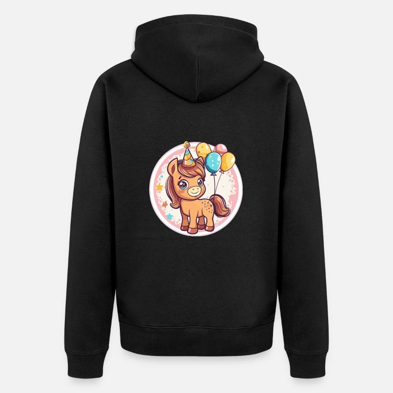 Cheval Anniversaire Bébé - Veste à capuche bio Premium Unisexe - noir